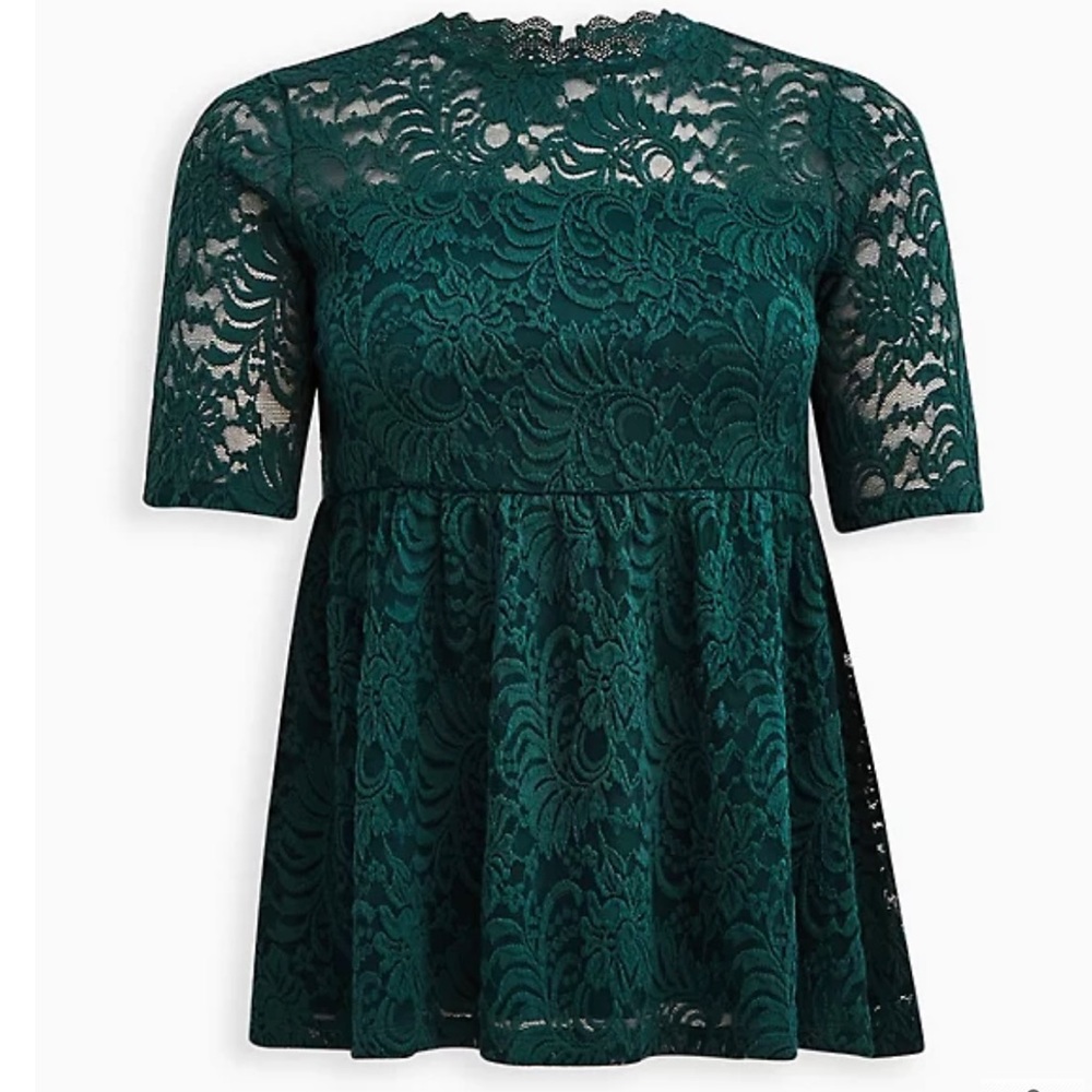 TORRID size 2 Green Lace babydoll blouse